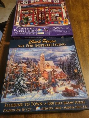 Sledding to Town 1000-Piece Jigsaw Puzzle - Blue Professor Puzzle Shop